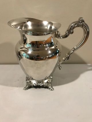 Vintage Oneida Silver Plate Footed Water Pitcher Jug Ice Catcher
