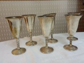 Vintage Set Of 6 Spanish Goblets Cups Silver Plated Large Goblets