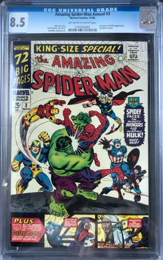 Spider - Man Annual 3 Cgc 8.  5 Avengers & Hulk Appearance Key Issue L@@k