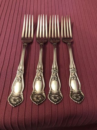 Set Of 4 Wm Rogers & Son Aa Silver Plate Orange Blossom 7 - 1/4 " Inch Dinner Forks