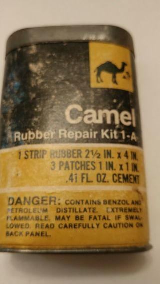 Vintage Camel Tire Tube Rubber Repair Patch Kit Can Rare Old Advertising Oil Gas