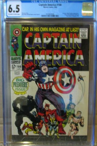Captain America 100,  Cgc 6.  5,  1sp Issue Black Panther App Avengers Stan Lee