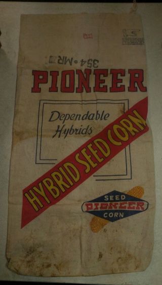 Vintage Pioneer Seed Corn Dependable Sack Fabric 30 " X17.  5 " 2
