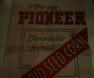Vintage Pioneer Seed Corn Dependable Sack Fabric 30 
