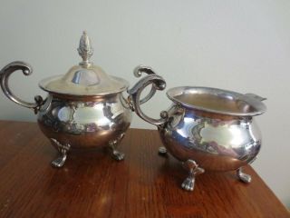 Vintage Bristol Silverplate By Poole Creamer And Sugar Bowl 110