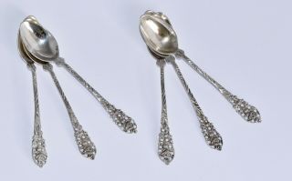 Set Of 6 Vintage 800 Silver Teaspoons - Rose Handles - 47g