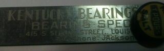 Vintage " 6 " Inch Ruler Metal Kentucky Bearings &mortons It Pours Salt Advertise