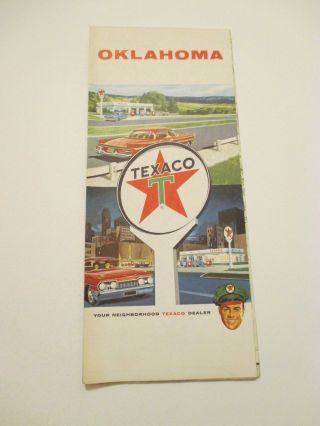 Vintage 1961 Texaco Oklahoma State Oil Gas Service Station Road Map