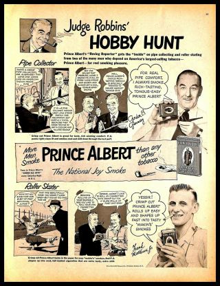1948 Prince Albert Pipe Cigarette Tobacco Vintage Print Ad Smoking Comics B&w