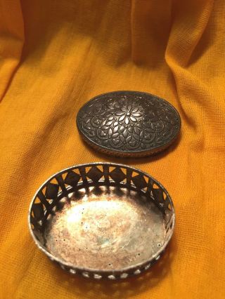 VINTAGE SILVER PILL OR JEWELRY BOX STAMPED 