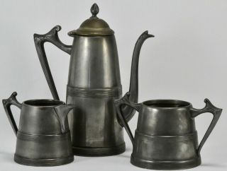 Antique Silver Tea Set - Teapot,  Creamer,  Sugar Bowl - National Silver 1112