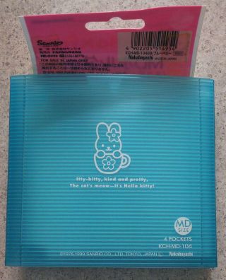Hello Kitty MD case MiniDisc holder 4 pockets cute see - thru blue color Japan 2