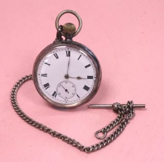 Vintage Swiss.  925 Sterling Silver Mechanical Pocket Watch Spares/repairs - U03