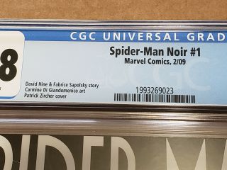 Spider - man Noir 1 CGC 9.  8 Cover A 1st Spider - Man Noir Into Spiderverse Movie ASM 3