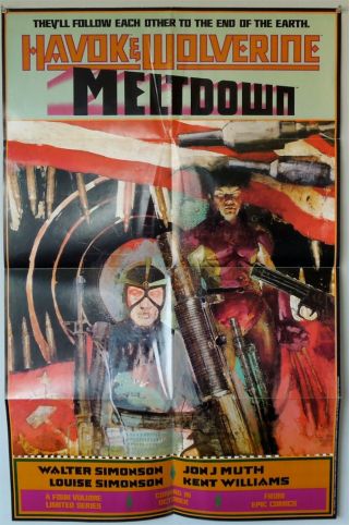 1988 X - Men Havok & Wolverine Meltdown Marvel Promotional Poster Jon J Muth