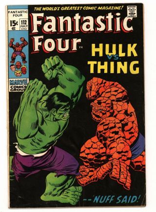 Fantastic Four 112 F - 5.  5 Classic Hulk And Thing Battle Cover And Story