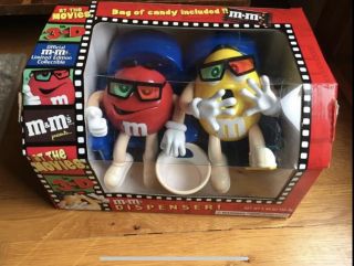 Vintage M&m " At The Movies " 3 - D Candy Dispenser Red & Yellow Brand