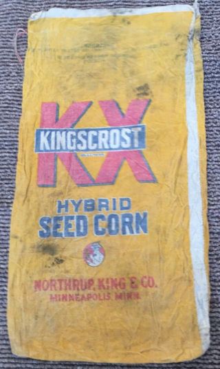 Vintage Northrup King Kingscrost Hybrid Seed Corn Cloth Sack Bag - Minneapolis Mn