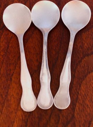 - (3) American Sterling Silver Salt Spoons In Hour - Glass Pattern