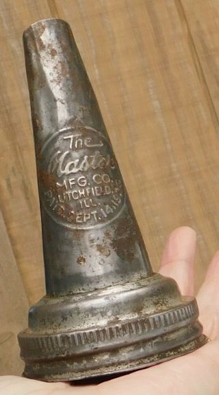 Vintage The Master Mfg.  Co Oil Spout,  Metal,  Utchfield,  Ill.  About 5.  25 " Tall
