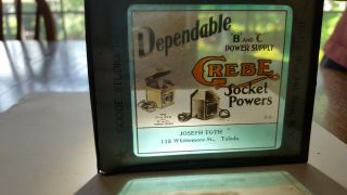 Vintage Glass Advertisement Slides,  Grebe Socket Powers,  Dependable B And C Powe