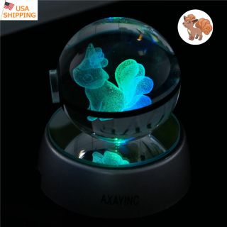 3D Crystal Pokemon Vulpix LED Decor Night Light Table Lamp Best Gift Pokeball US 4