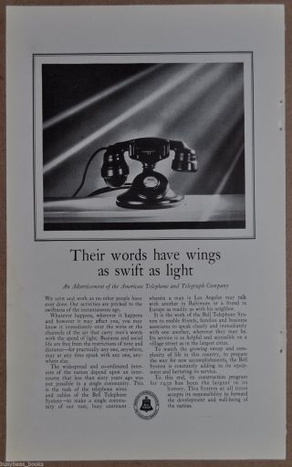 1930 Bell Telephone Advertisement At&t,  Photo Of Western Electric 102 Desk Phone