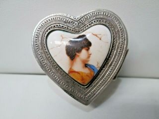 Vintage Heart Sterling Silver Pill Case Box