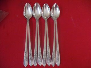 (8) Oneida Nobility Silverplate Beverage Spoons,  1939 Royal Rose L