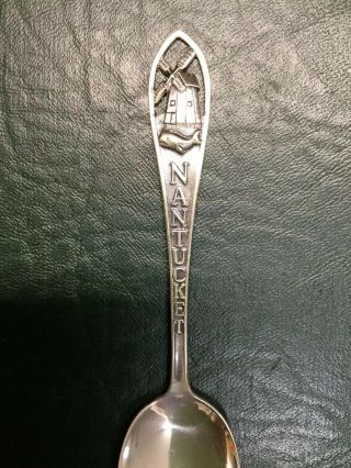 ENCO Sterling Silver Souvenir Demitasse Spoon Nantucket w/ Whale on Handle 2