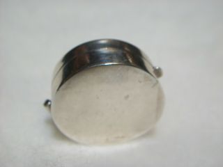VINTAGE STERLING ROUND PILL BOX WITH RUBY TH 925 MARK 10.  4 GRAMS 4