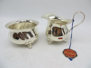 Vintage Quist Wurttemberg Germany Creamer & Sugar Bowls - Silver Plated