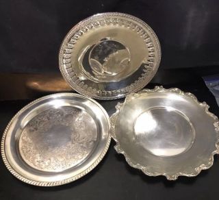 Vintage Silver Plate Set Of 3 Stunning Serving Trays.  Great For The Holidays