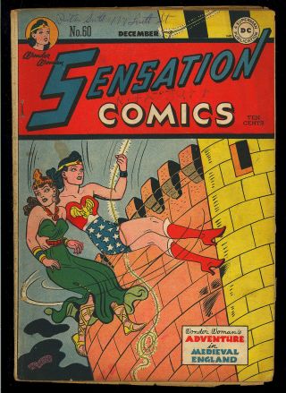 Sensation Comics 60 (missing Centerfold) Wonder Woman Golden Age Dc 1946 Vg -