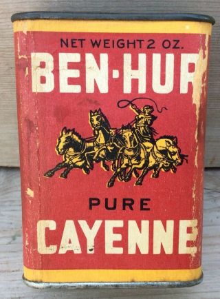 Vintage Ben Hur Spice Tin Cayenne Spice Tin