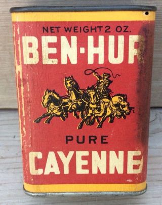 Vintage Ben Hur Spice Tin Cayenne Spice Tin 3