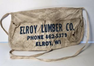 Vintage Tool & Nail Apron Elroy Lumber Co.  Phone 462 - 5379 Elroy,  Wi 2 Pockets