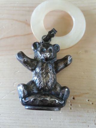 Vintage Webster Sterling Baby Teddy Bear Teething Ring