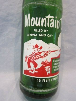 Mountain Mtn Dew Filled By Myrna And Cay 1965 Glass Bottle Hillbilly By Pepsi