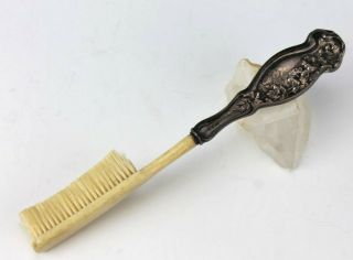 Antique Art Nouveau Ornate Floral Repousse Sterling Silver Handle Toothbrush Rlc