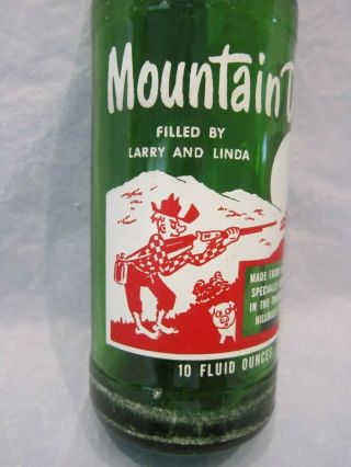 Mountain Mtn Dew Filled By Larry And Linda 1965 Glass Bottle Hillbilly By Pepsi