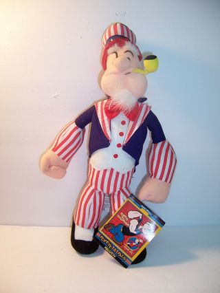 Rare Plush Patriotic Uncle Sam Popeye - Doll - Kelly Toys - Nwt