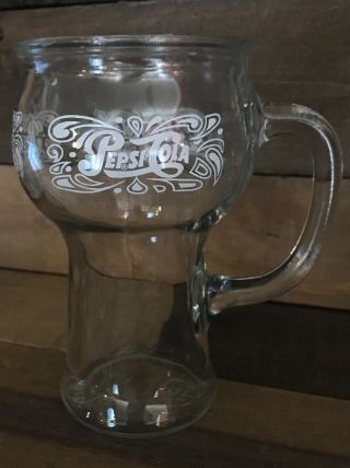 Set Of 2 Vintage Pepsi - Cola Handled Glass Mug/fountain/beverage Glasses