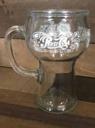 Set of 2 Vintage Pepsi - Cola Handled Glass Mug/Fountain/Beverage Glasses 2
