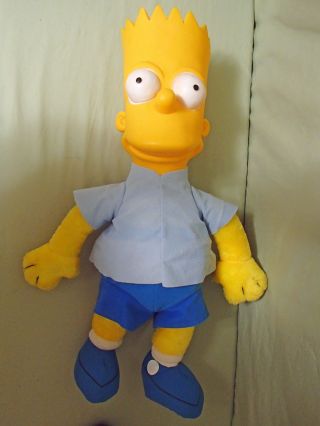 Vintage 1990 Acme Plush Bart Simpson Doll Hard Plastic Head,  21 " Inch Toy