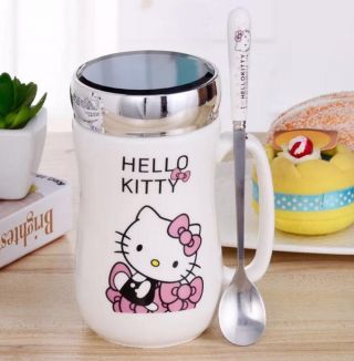 Hello Kitty Cute Ceramic Cup Soda Tea Milk Coffee Mug C/w Spoon & Coasters 500ml