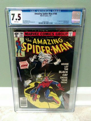 Spider - Man 194 Cgc 7.  5 White Pages - 1st Appearance Of The Black Cat