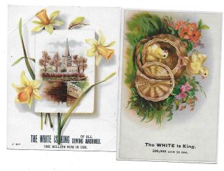 Set Of 2 White Sewing Machine Victorian Trade Cards - Hanover,  Pa.  &st.  Paul,  Minn.