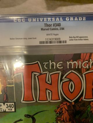 The Mighty Thor 340 CGC 9.  6 - 4th APP OF BETA RAY BILL KEY ISSUE Marvel Comics 2
