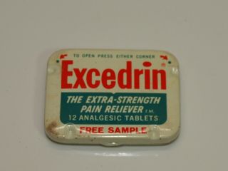 Vintage Excedrin Sample Pain Reliever Tablets Advertising Empty Tin